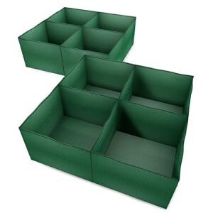 pack 2 of garden raised planting bed with 4 partition grids,durable pe planter bags for vegetables,suitable for potato/tomato/flower/garden containers (2)
