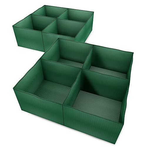 Pack 2 of Garden Raised Planting Bed with 4 Partition Grids,Durable PE Planter Bags for Vegetables,Suitable for Potato/Tomato/Flower/Garden Containers (2)