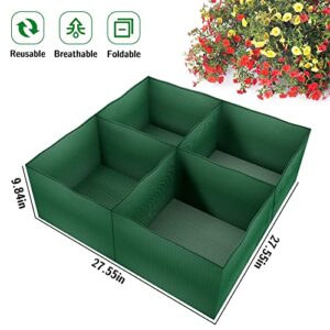 Pack 2 of Garden Raised Planting Bed with 4 Partition Grids,Durable PE Planter Bags for Vegetables,Suitable for Potato/Tomato/Flower/Garden Containers (2)