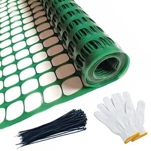 KALYSIE Safety Fence Plastic Mesh Fencing Roll, 4'x100' Feet 1 Roll with 100 Zip Ties, Temporary Reusable Netting for Snow Fence, Garden, Construction and Animal Barrier (Green MW 10.71 lb/roll)