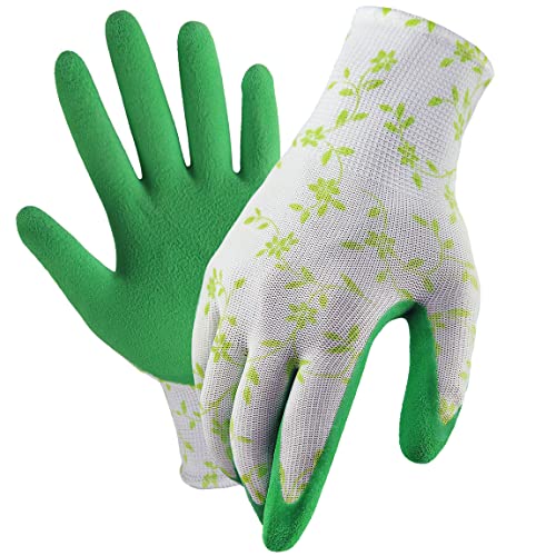 3 Pairs Garden Gloves One Size for Women, Breathable Foam Latex Working Gloves, for Gardening, landscape，DIY，100% Pure Rubber