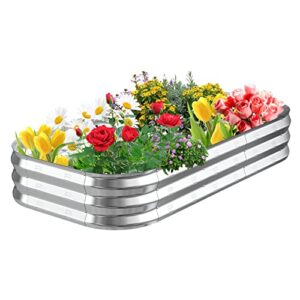 aolamegs galvanized raised garden bed – 1 pack 68 x 36 inch vented raised garden boxes kit for vegetables flower strawberry garden planter metal raised garden boxes outdoor with glolves no need tools