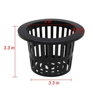 Coolrunner 25 Pack 4 inch Garden Net Cups Pots, Plastic Plant Nursery Pots, Slotted Mesh Wide Lip Round Heavy Duty Net Pot Bucket Basket for Hydroponics(Black)