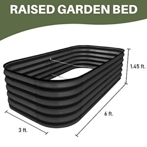 PINTIA1 Steel Raised Garden Beds for Vegetables Flowers, Large Outdoor Planter Herbs Garden Bed Galvanised Steel (6X3X1.45 FT, Charcoal Grey)