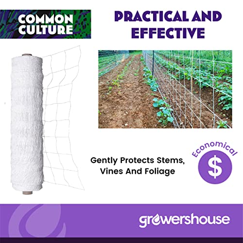 COMMON CULTURE Grow Strong Plant Trellis + Trojan Scissors - 6" Square Soft Mesh Nylon Trellis Netting Bulk Roll - Heavy-Duty Garden Netting for Plants - 5' x 350' - 1 Roll