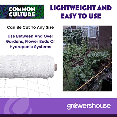 COMMON CULTURE Grow Strong Plant Trellis + Trojan Scissors - 6" Square Soft Mesh Nylon Trellis Netting Bulk Roll - Heavy-Duty Garden Netting for Plants - 5' x 350' - 1 Roll