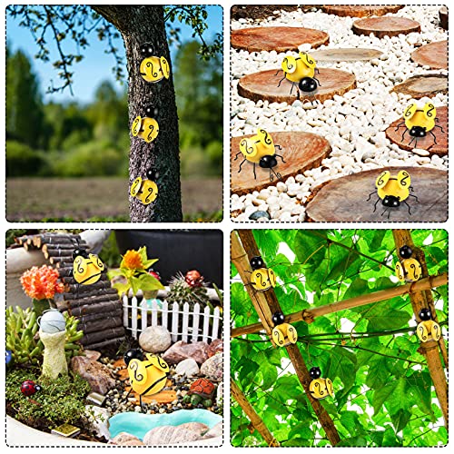 Hotop 6 Pcs Metal Bee Decorations Metal Bee Wall Decor Garden Yard Fence 3D Iron Art Sculpture Ornaments for Lawn Yard Bedroom Room Wall Decor