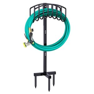 garden hose holder – creiyuan water hose stand freestanding metal hose hanger, detachable heavy duty hose storage stand for outdoor