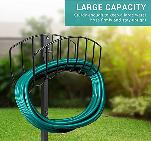 Garden Hose Holder - CreiYuan Water Hose Stand Freestanding Metal Hose Hanger, Detachable Heavy Duty Hose Storage Stand for Outdoor