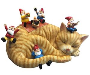 by mark & margot – outdoor garden gnomes picnic sleeping cat statue – beautiful funny novelty gift (one size, blue)
