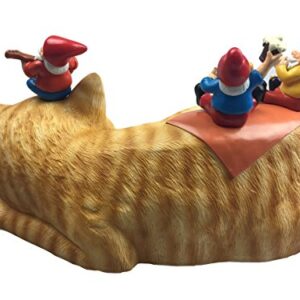 By Mark & Margot - Outdoor Garden Gnomes Picnic Sleeping Cat Statue - Beautiful Funny Novelty Gift (One Size, Blue)