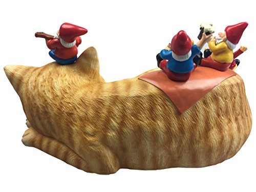 By Mark & Margot - Outdoor Garden Gnomes Picnic Sleeping Cat Statue - Beautiful Funny Novelty Gift (One Size, Blue)