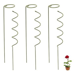 stem plant support stakes – 16 inches 3x single stem flower stakes and 3x spiral support for climbing plants garden stakes and support for potted plants rose orchid lily dahlia clematis ipomoea