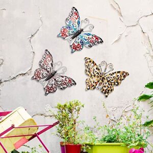 dreamskip 3 Pack Metal Butterfly Wall Decor, Outdoor Wall Art, Metal Butterflies Wall Sculpture for Garden, Patio, Fence, Yard, Balcony Decoration