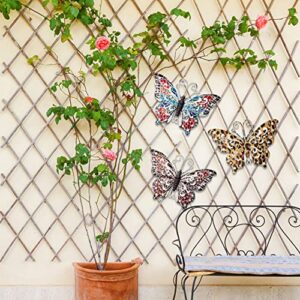 dreamskip 3 Pack Metal Butterfly Wall Decor, Outdoor Wall Art, Metal Butterflies Wall Sculpture for Garden, Patio, Fence, Yard, Balcony Decoration