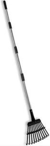 homimp adjustable garden leaf rake,34″ – 55″ adjustable lightweight aluminum handle 11 tines rake,8″ inch wide,for gardeners,kids leaf rake,detachable garden rake,easy to carry (black)