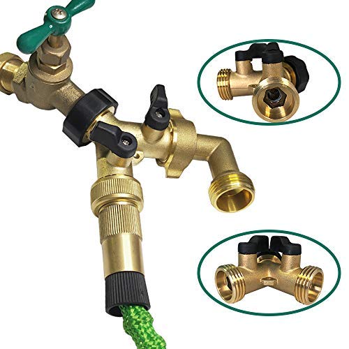 HQMPC 2 Pcs Hose Splitter 2 Way Valve Garden Hose Y Splitter Hose Splitter Garden Hose Splitter 2 Way Faucet Splitter 3/4"Female &2 Male 3/4" GHT