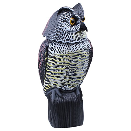 AndBird Plastic Owl Decoy to Scare Birds Away with Rotating Head/Eyes,Garden Owl for Bird Control,Owl Scarecrow Statues as The Yard Decoration,Shape Outdoor