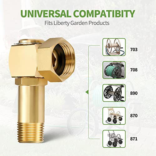 LitOrange Leed-Free Brass Hose Reel Parts Fittings,Garden Hose Adapter, Brass Replacement Part Swivel,for Liberty Garden Products