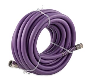 camco evoflex 50-foot drinking water hose | features an extra flexible construction, stainless steel strain reliefs, and is ideal for rving, gardening, washing pets, and more | purple (22586)