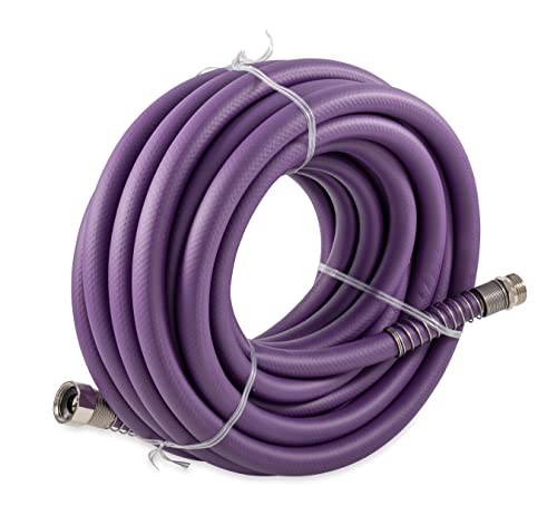 Camco EvoFlex 50-Foot Drinking Water Hose | Features an Extra Flexible Construction, Stainless Steel Strain Reliefs, and is Ideal for RVing, Gardening, Washing Pets, and More | Purple (22586)