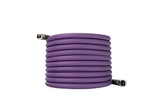 Camco EvoFlex 50-Foot Drinking Water Hose | Features an Extra Flexible Construction, Stainless Steel Strain Reliefs, and is Ideal for RVing, Gardening, Washing Pets, and More | Purple (22586)