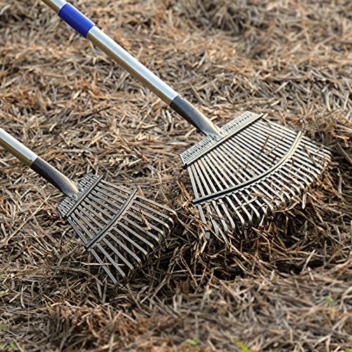 HOSKO 79 Inch Leaf Rake, 25 Tines Garden Rakes with Adjustable Sectional Handle for Quick Clean Up of Lawns, Garden, Farm, Pasture, Yard and Chicken Coop