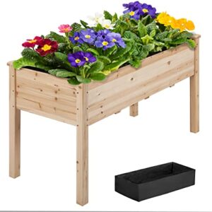 yaheetech raised garden bed 48x24x30in elevated wooden planter box with legs standing growing bed for gardening/backyard/patio/balcony