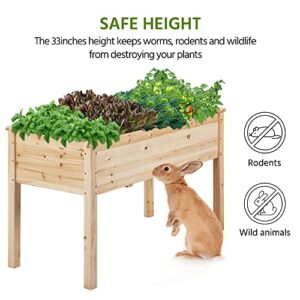 Yaheetech Raised Garden Bed 48x24x30in Elevated Wooden Planter Box with Legs Standing Growing Bed for Gardening/Backyard/Patio/Balcony