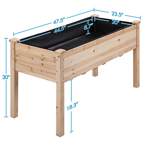 Yaheetech Raised Garden Bed 48x24x30in Elevated Wooden Planter Box with Legs Standing Growing Bed for Gardening/Backyard/Patio/Balcony