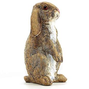 Bellaa Rabbit Statue Curious Cute Standing Bunny Outdoor Garden Patio Lawn Farmhouse Bunnies Figurine Rustic Sculpture 10 inch Home Decor Presents for Mom Gifts for Grandma