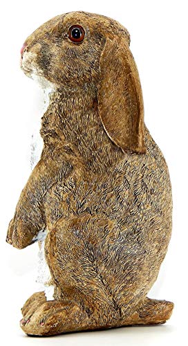 Bellaa Rabbit Statue Curious Cute Standing Bunny Outdoor Garden Patio Lawn Farmhouse Bunnies Figurine Rustic Sculpture 10 inch Home Decor Presents for Mom Gifts for Grandma