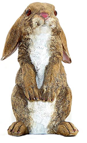 Bellaa Rabbit Statue Curious Cute Standing Bunny Outdoor Garden Patio Lawn Farmhouse Bunnies Figurine Rustic Sculpture 10 inch Home Decor Presents for Mom Gifts for Grandma