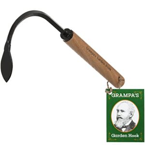 grampa’s garden hook – weed puller & hand cultivator tool – simple design for weeding, digging, edging & planting – lightweight & durable easy to use weeding tool