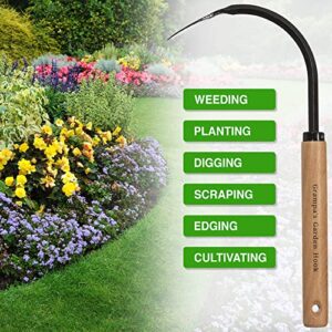 Grampa's Garden Hook - Weed Puller & Hand Cultivator Tool - Simple Design for Weeding, Digging, Edging & Planting - Lightweight & Durable Easy to Use Weeding Tool