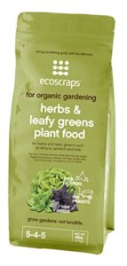 ecoscraps for organic gardening herbs and leafy greens plant food, 4 lbs