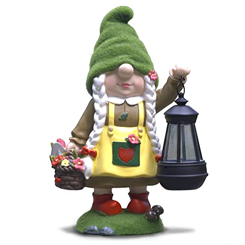 Gnomes Garden Gnomes Lady - Garden Sculptures & Statues Solar Female Garden Gnomes Outdoor Funny Knomes - Funny Garden Gnome Gifts Lights - Garden Gifts Gnomes Decor Gnomes Garden Decorations (13in)