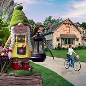 Gnomes Garden Gnomes Lady - Garden Sculptures & Statues Solar Female Garden Gnomes Outdoor Funny Knomes - Funny Garden Gnome Gifts Lights - Garden Gifts Gnomes Decor Gnomes Garden Decorations (13in)