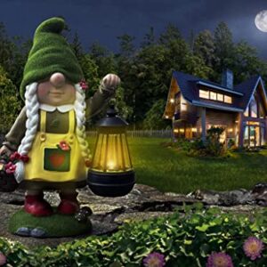 Gnomes Garden Gnomes Lady - Garden Sculptures & Statues Solar Female Garden Gnomes Outdoor Funny Knomes - Funny Garden Gnome Gifts Lights - Garden Gifts Gnomes Decor Gnomes Garden Decorations (13in)