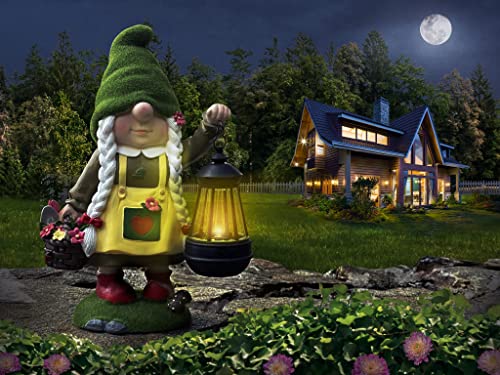 Gnomes Garden Gnomes Lady - Garden Sculptures & Statues Solar Female Garden Gnomes Outdoor Funny Knomes - Funny Garden Gnome Gifts Lights - Garden Gifts Gnomes Decor Gnomes Garden Decorations (13in)