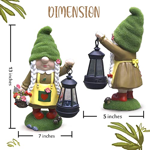 Gnomes Garden Gnomes Lady - Garden Sculptures & Statues Solar Female Garden Gnomes Outdoor Funny Knomes - Funny Garden Gnome Gifts Lights - Garden Gifts Gnomes Decor Gnomes Garden Decorations (13in)