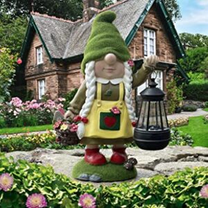 Gnomes Garden Gnomes Lady - Garden Sculptures & Statues Solar Female Garden Gnomes Outdoor Funny Knomes - Funny Garden Gnome Gifts Lights - Garden Gifts Gnomes Decor Gnomes Garden Decorations (13in)