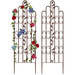 amagabeli 2 pack large garden trellis 71” x 21” heavy duty rustproof brown iron plant trellis for potted plant support tall wall metal trellis for rose vine vegetable cucumber