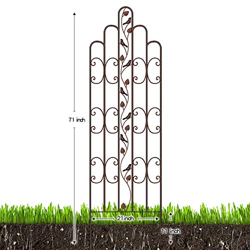 Amagabeli 2 Pack Large Garden Trellis 71” x 21” Heavy Duty Rustproof Brown Iron Plant Trellis for Potted Plant Support Tall Wall Metal Trellis for Rose Vine Vegetable Cucumber