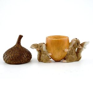 Top Collection Miniature Garden Squirrels Carrying Acorn Trinket Box with Secret Compartment Decor, Small