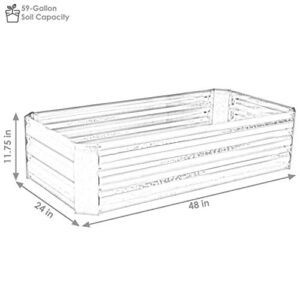 Sunnydaze Corrugated Galvanized Steel Raised Garden Bed - 48-Inch x 11.75-Inch Rectangle Planter for Plants, Vegetables, and Flowers - Silver