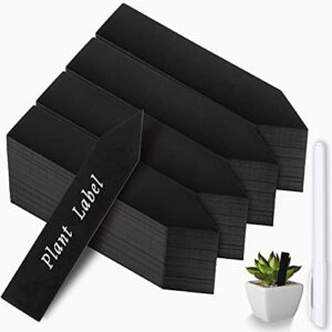 Whaline 200Pcs Plastic Plant Labels with Marker Pen Black Thin Pointed Plastic Plant Sign Tags Nursery Garden Markers for Seed Potted Herbs Flowers Vegetables (0.79 x 3.94")
