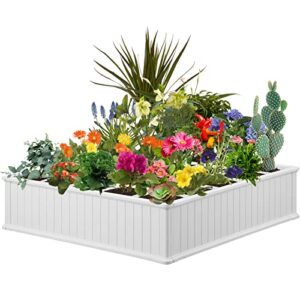 Leisurelife 4X4FT Raised Garden Bed Kit for Gardening,Elevated Plastic Planter Box for Vegetables Flowers, Herbs, Fruits