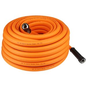 tahoe trails hybrid flex garden water hose 5/8″ x 50 ft, with swivel grips and solid brass fittings, extreme all weather flexibility
