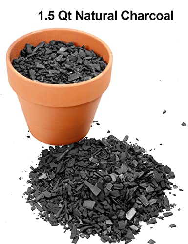 Organic Horticultural Charcoal, 100% All Natural Hardwood Charcoal, Activated Plant Charcoal for Soil Amendment, Orchids, Terrariums, Indoor Plants, Planting, and Gardening, 1.5 Quarts